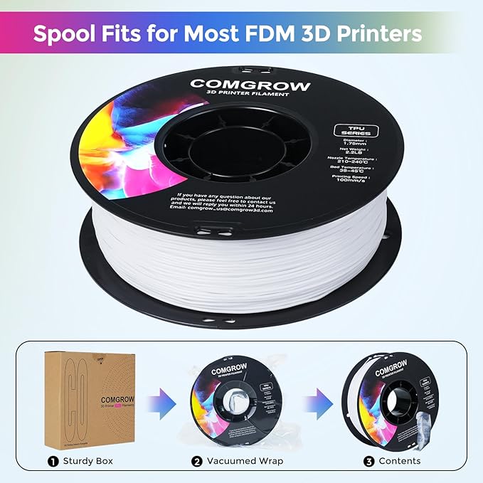 Comgrow TPU Filament 1.75, 3D Printing Filament, 95A Soft, +/- 0.02mm Accuracy - Image 5