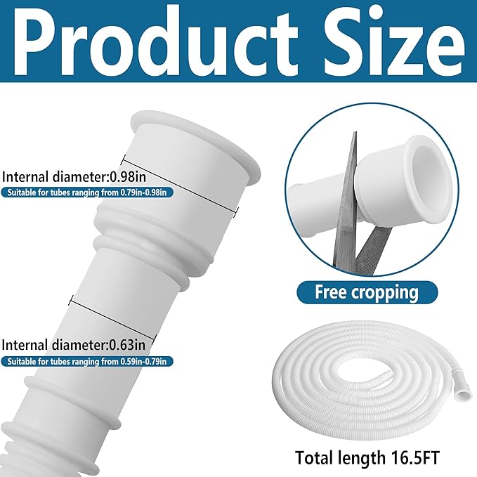 16.5 Ft Dehumidifier Drain Hose 3/4" FHT- Cuttable Leakproof Dehumidifier - Image 2