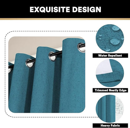 PrinceDeco 100% Linen Blackout Curtains Extra Wide Thermal Insulated Door - Image 6