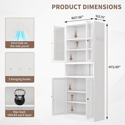 Kitchen Pantry Cabinet with Microwave Stand, Assembly Required - Image 2