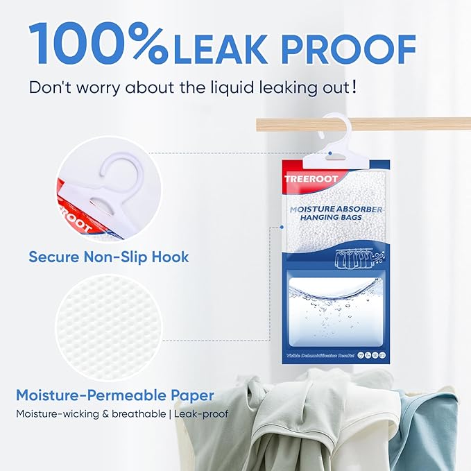 28 Pack Moisture Absorbers for Closet, 9.8OZ Hanging Closet Dehumidifier Bags - Image 5