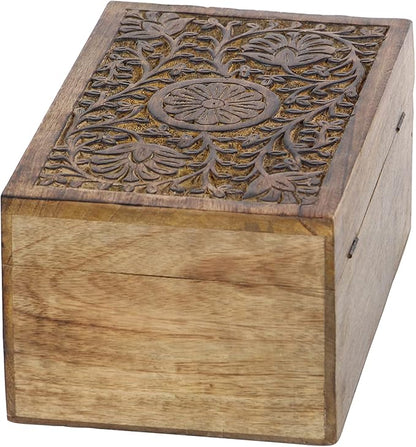 Deco 79 Mango Wood Floral Handmade Decorative Box Decorative Keepsake Boxes - Image 10