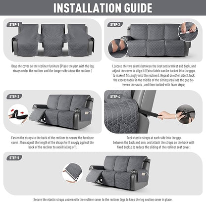 TAOCOCO 100% Waterproof Recliner Cover, Non-Slip Washable Reclining Couch Cover - Image 7