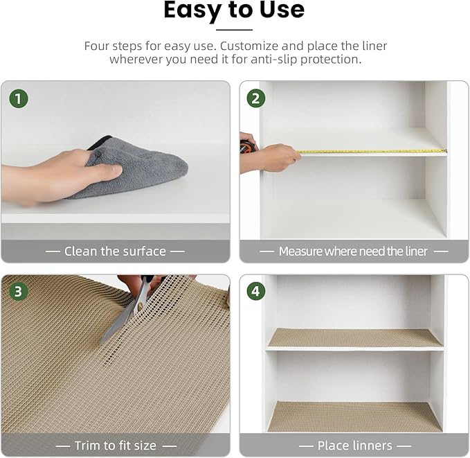 BAGAIL Drawer and Shelf Liner, 17.5 in X 10 Ft Non-Adhesive Shelf Liners - Image 6
