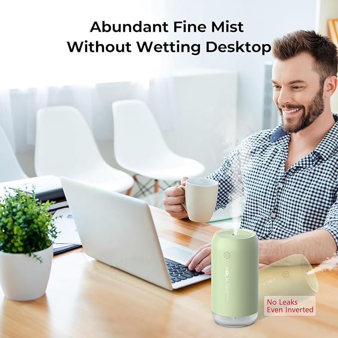Portable Mini Humidifier, KQLKJ 350ml Small Cool Mist Humidifiers, USB Personal - Image 3