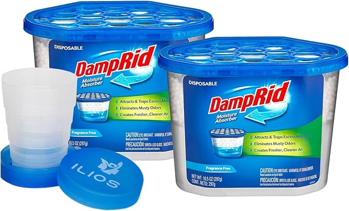 Damp Rid Moisture Absorber – Fragrance Free 2 Pack Humidity Absorber & Odor by Ilios