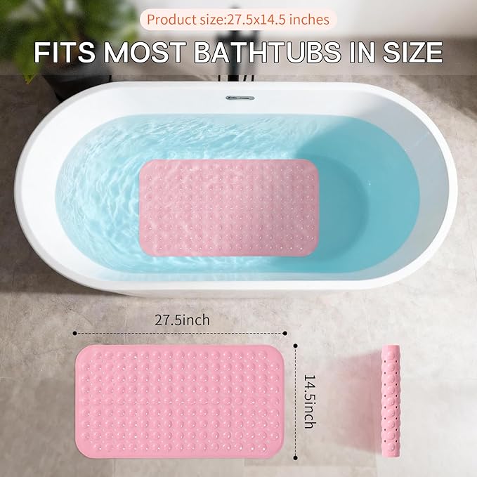 Anti-Slip Bathtub Shower mat, 27.5×14.5（Approximately 70×37cm） inch Soft - Image 4