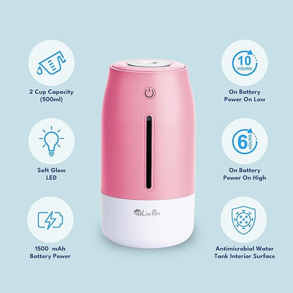 LivePure Cool Mist Humidifiers for Bedroom. Small Humidifier for Babies - Image 2