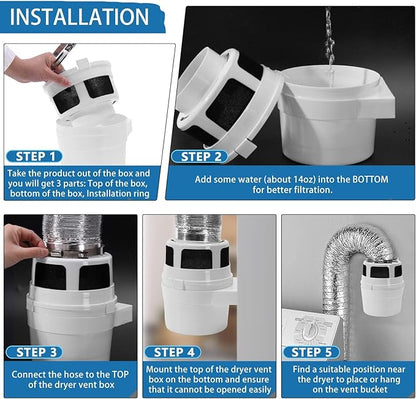 【UPGRADED】NOORNY 3 in1 Indoor Dryer Vent Kit Lint Catcher Bucket Box - Image 6