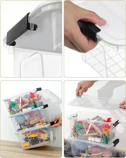 Plastic Storage Bins with Lids 6 Pack, 7 Quart Storage Containers with Black - Image 4
