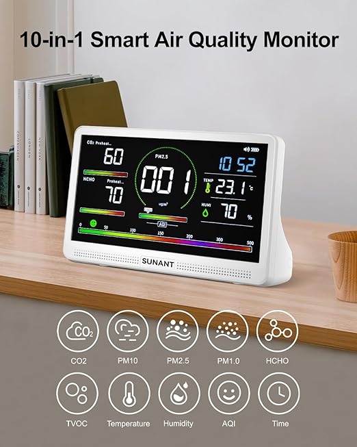 16 in 1 Indoor Air Quality Monitor, Battery Powered, Air Detector Air Quality - Image 2