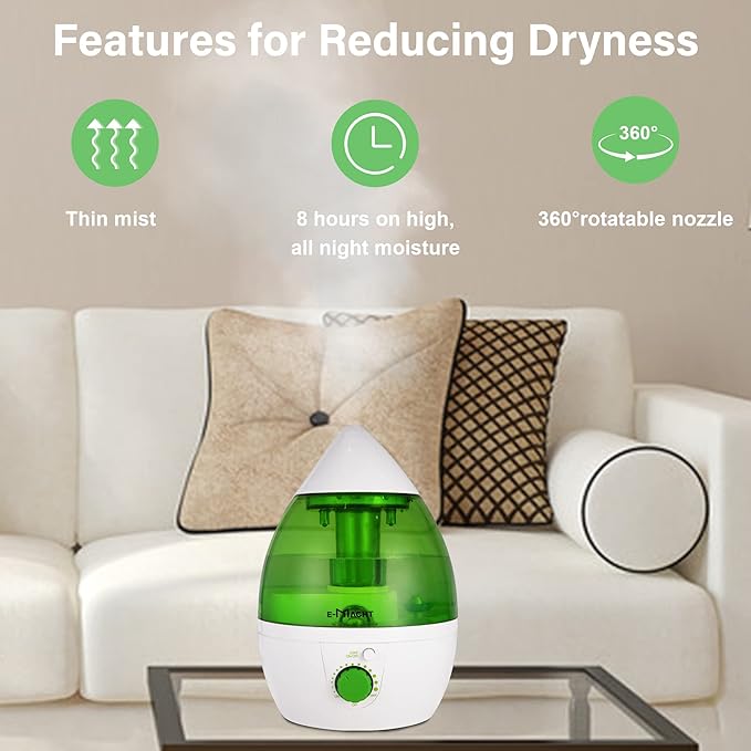 Cool Mist Humidifier for Bedroom & Small Rooms, Quiet 360° Rotation Nozzle - Image 5