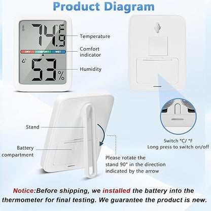 Digital Thermometer Hygrometer, Large LCD Screen Room Thermometer Temperature - Image 5