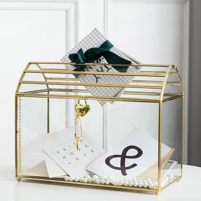 Wedding Card Box with Slot, 12.2'' Large Glass Card Boxes - Image 4