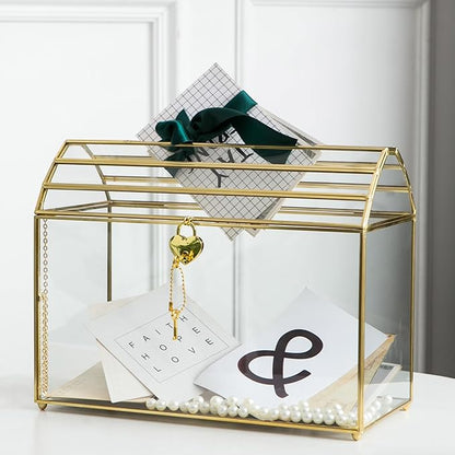 Wedding Card Box with Slot, 12.2'' Large Glass Card Boxes - Image 4