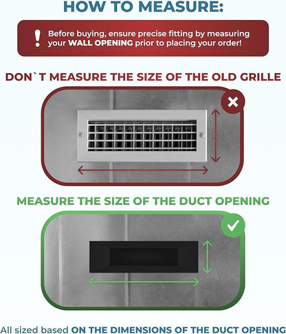 Aluminum 12 x 6 In Heater Vent Deflector Wall AC Grille – Premium Register Vent - Image 2