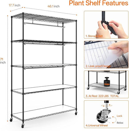 Bstrip Plant Shelf with Grow Light, 5 Tier Large Tall Plant Stand with 3FT T8 - Image 7