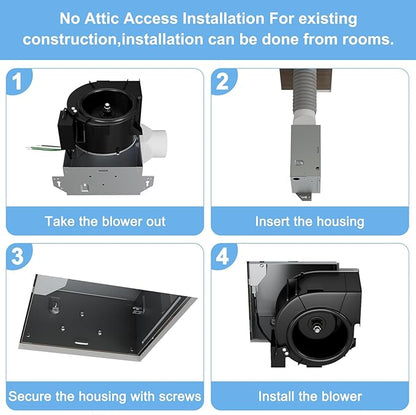 Bathroom Exhaust Fan 50 CFM, 1.2 Sone, 3&4-Inch Duct Included, No Attic Access - Image 3