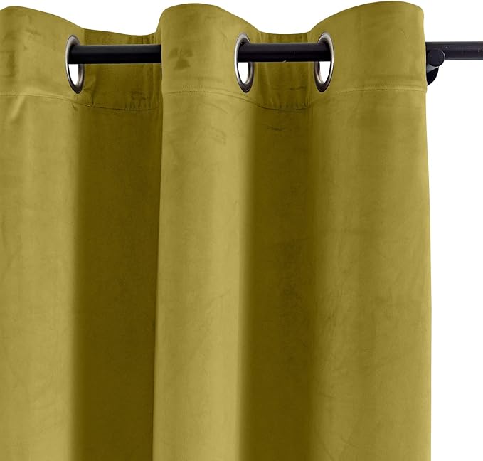 ChadMade Blackout Lined Premium Velvet Curtain Fawn 100Wx108L Inch, Eyelet - Image 2