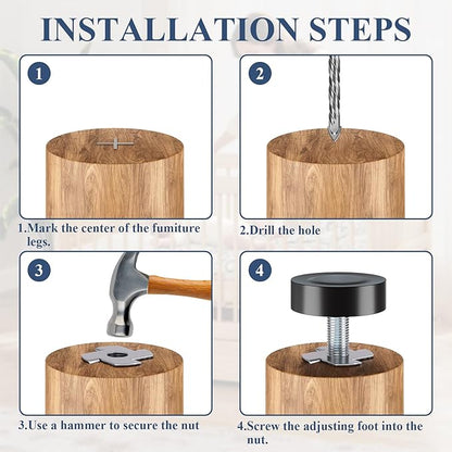 Adjustable Leveling Feet: T-Nuts & Floor Protectors, Heavy Duty Furniture - Image 8