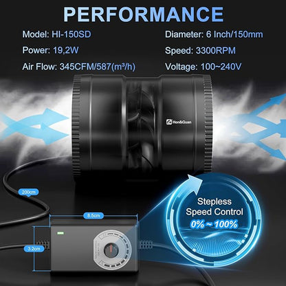 Hon&Guan 6 Inch Inline Booster Duct Fan - Image 6