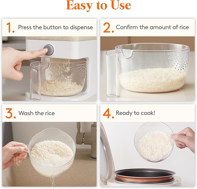 Lifewit Rice Dispenser 25 Lbs, Rice Storage Container Sealed Moisture Proof - Image 8