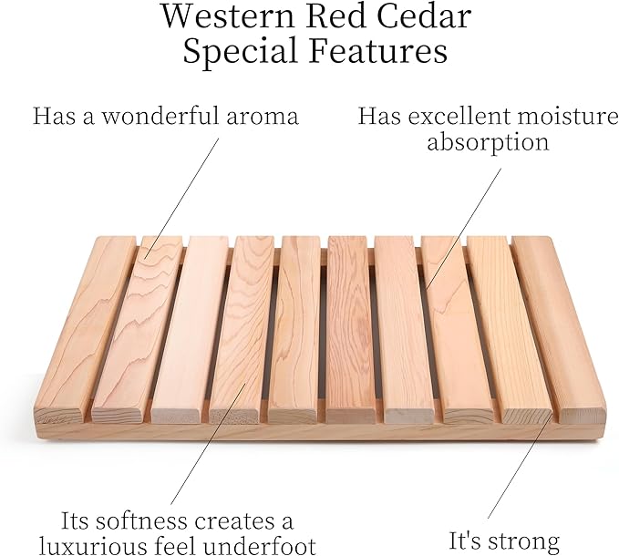 bingaai Cedar Wood Shower Mat, Cedar Wooden Bath Mats, Small Wood Bath Mat 20 x - Image 2