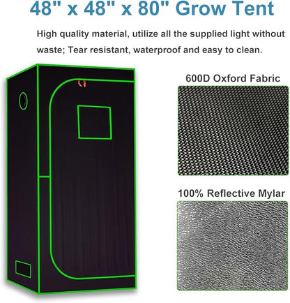 4x4 Grow Tent Kit Complete High Reflective Mylar Indoor Grow Tent 48"x48"x80"+ - Image 3
