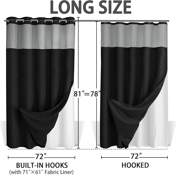 No Hook Shower Curtain and Liner Set - Image 6