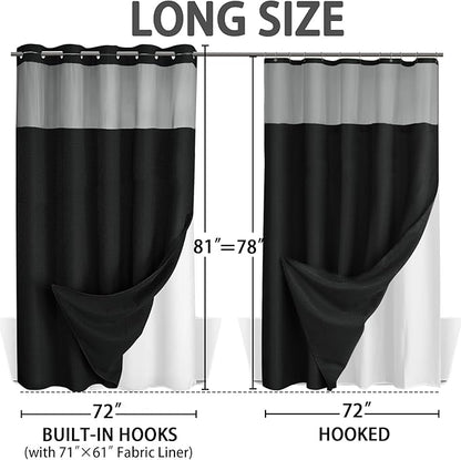 No Hook Shower Curtain and Liner Set - Image 6