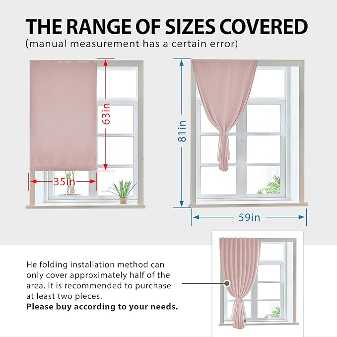 Autohesion Curtains for Windows, Bedroom Blackout Curtains for - Image 3