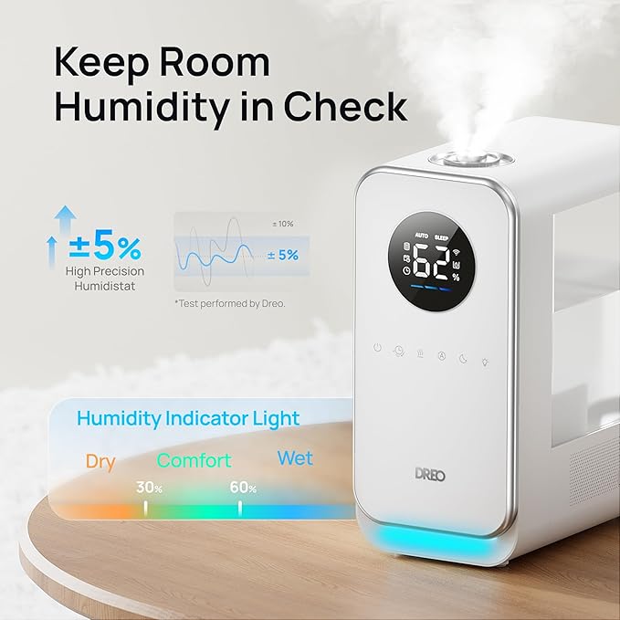 DREO Humidifiers for Bedroom, Top-filled Smart Quiet Cool Mist Humidifier for - Image 4
