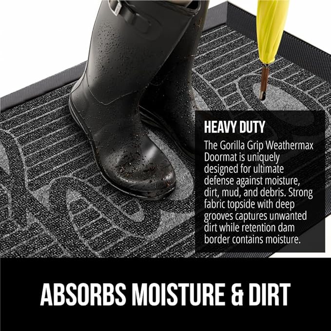 GORILLA GRIP 100% Waterproof All-Season WeatherMax Doormat 35x23, US Designed - Image 4