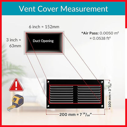 6x2 Vent Cover - Black HVAC Return Air Grille - Image 6