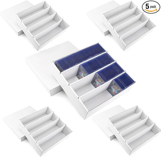 5-Pack Toploader Trading Card Storage Box, 4 Row 3200 Count White Cardboard by XRACV