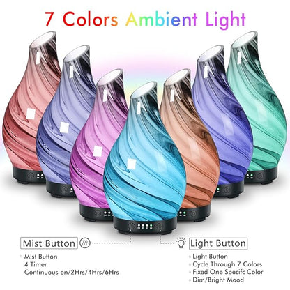 Essential Oil Diffuser Aroma Diffuser- 200 ml Art Glass Ultrasonic Cool Mist - Image 3