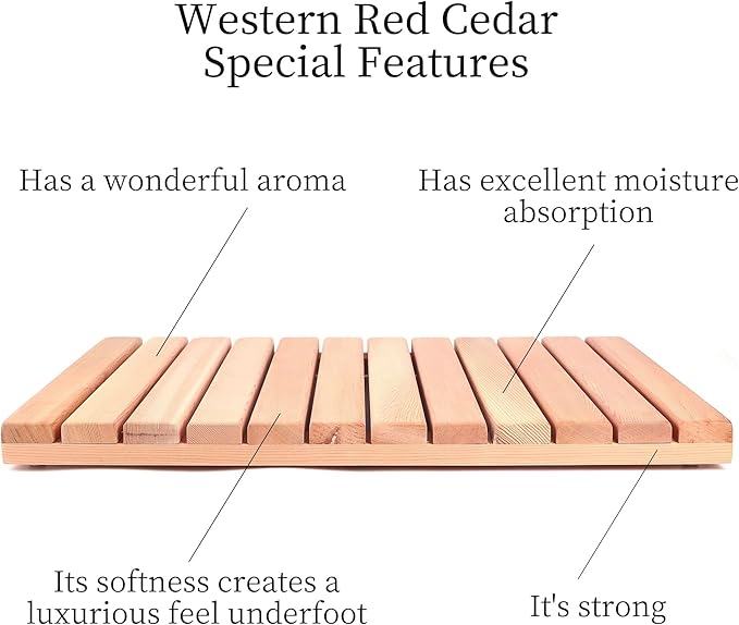 bingaai Cedar Wood Shower Mat, Cedar Wooden Bath Mats, Wood Bath Mat 23.6 × - Image 3
