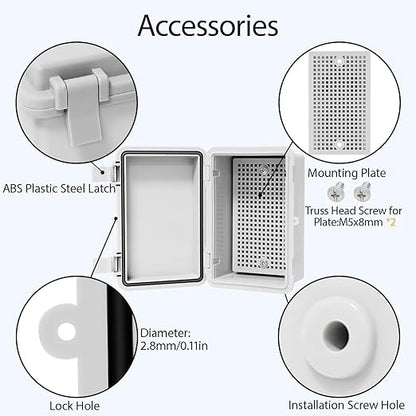 Junction Box, ABS Plastic IP65 Waterproof Dustproof Universal Electrical - Image 5