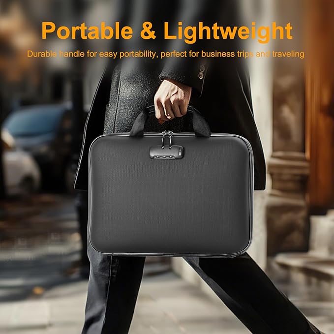 Fireproof Document Box with Lock, Portable Hard-Shell Case Fireproof File Box - Image 6