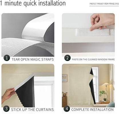 Adhesive Curtain 100% Blackout No-Drill Easy Install - Image 2
