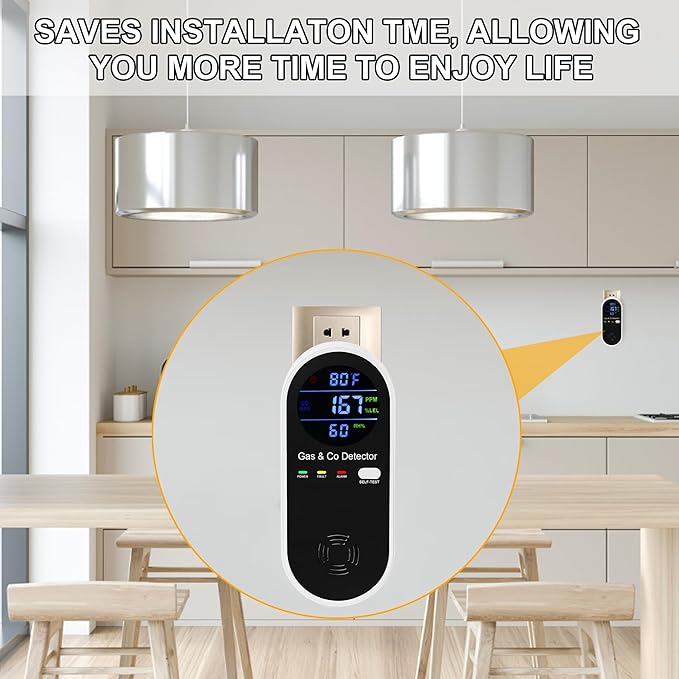 2 Packs Combination Natural-Gas and Carbon-Monoxide-Detector, Koabbit 4-in-1 - Image 5