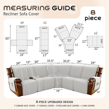 Arfntevss Waterproof Recliner Sectional Couch Covers - Image 5
