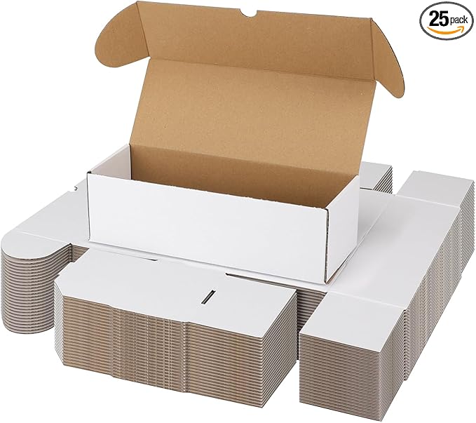 Bulk 300 Capacity Card Toploaders Storage Box, in Total 25 Pack Brown White by Serwrsw