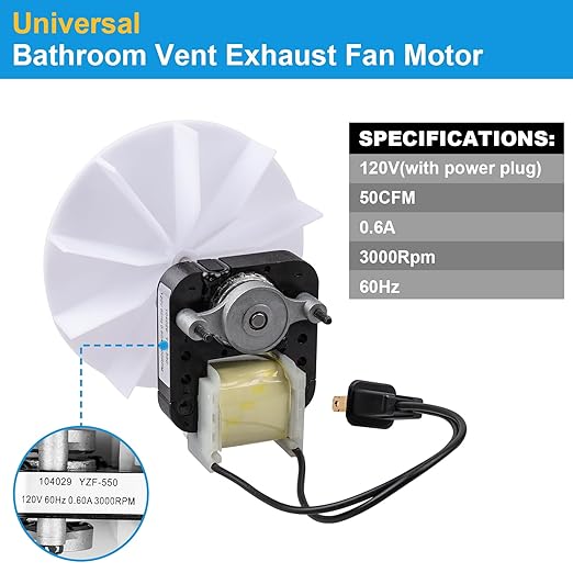 Siasky Universal Bathroom Vent Exhaust Fan Motor Replacement Motors Kit - Image 2