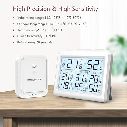LOFICOPER Indoor Outdoor Thermometer Wireless, Digital Temperature Humidity - Image 5
