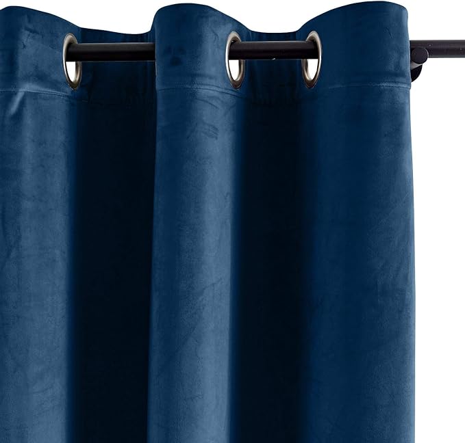 ChadMade Extra Long Blackout Lined Premium Velvet Curtain Sapphire Blue - Image 2