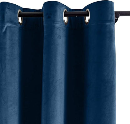 ChadMade Extra Wide Blackout Lined Premium Velvet Curtain Sapphire Blue - Image 2