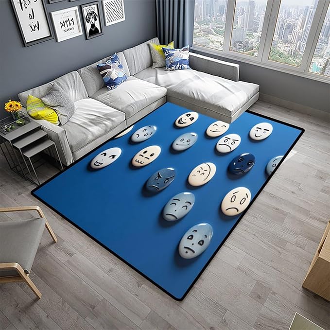 Broadloom, Strange Expression Pattern Printing Non-Slip Area Rugs Fade Resistant - Image 2