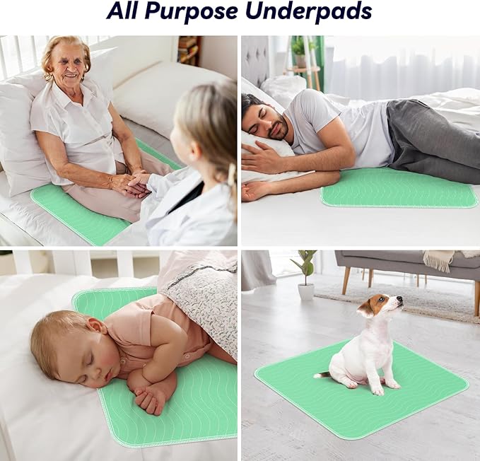 4 Pack 24” x 24” Extra Heavy Absorbency Washable Underpads, Waterproof Nursing - Image 7