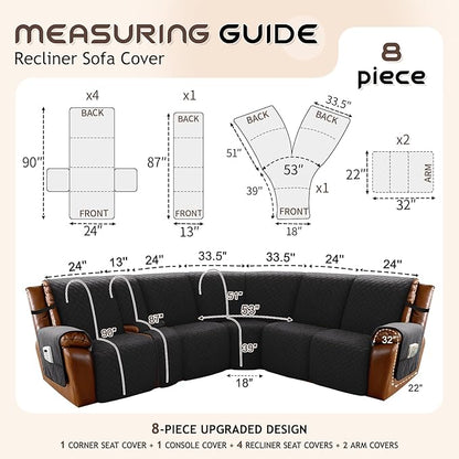 Arfntevss Waterproof Recliner Sectional Couch Covers - Image 5